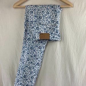 Madewell Skinny Ankle Jean in White with Blue Floral